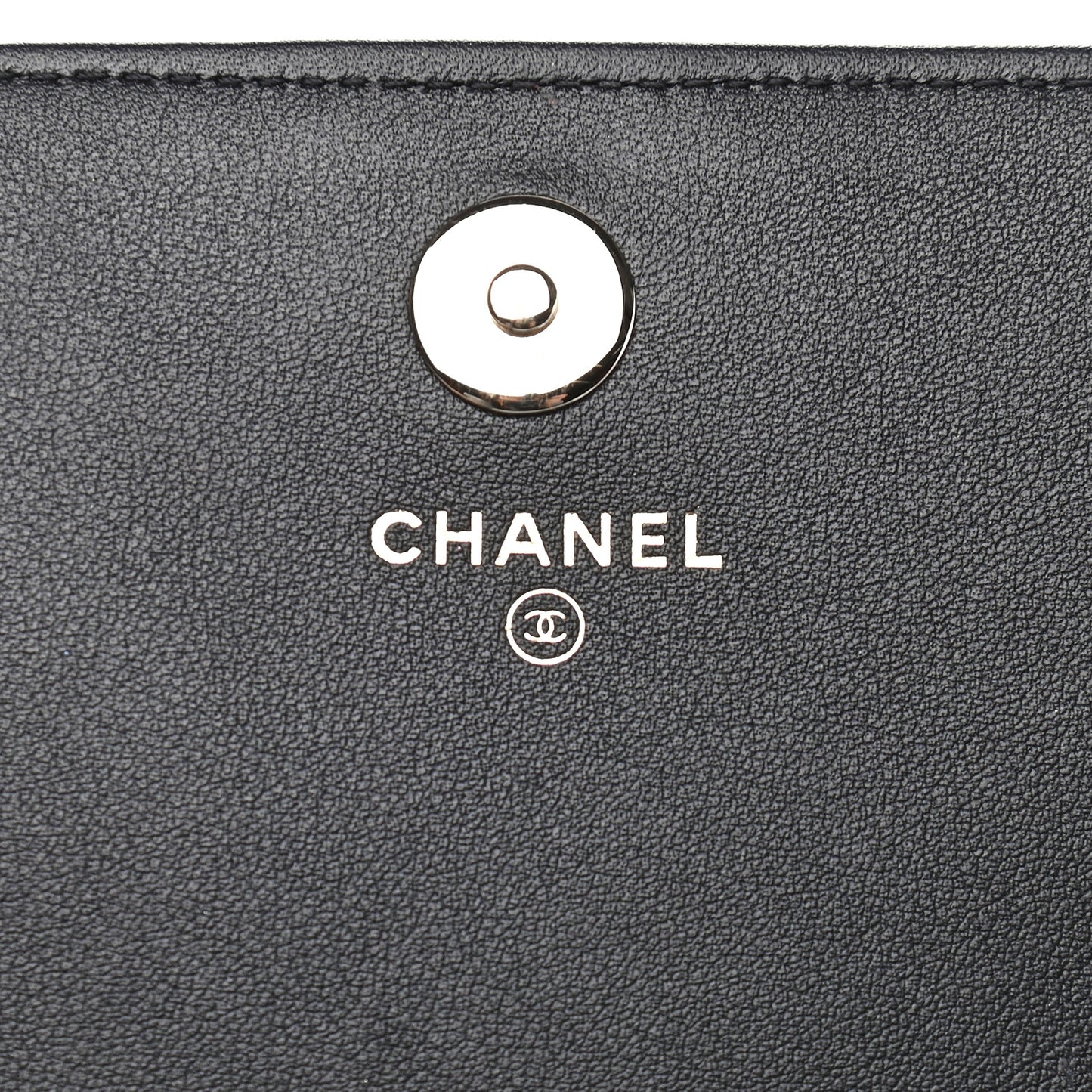 Metallic Goatskin Lambskin Boy Wallet on Chain WOC Black Gold