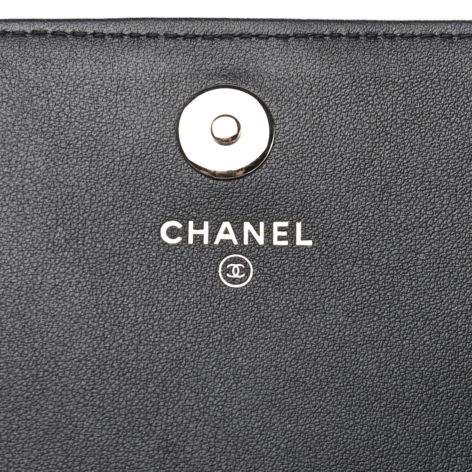 Chanel Metallic Goatskin Lambskin Boy Wallet on Chain WOC Black Gold 5 of 10