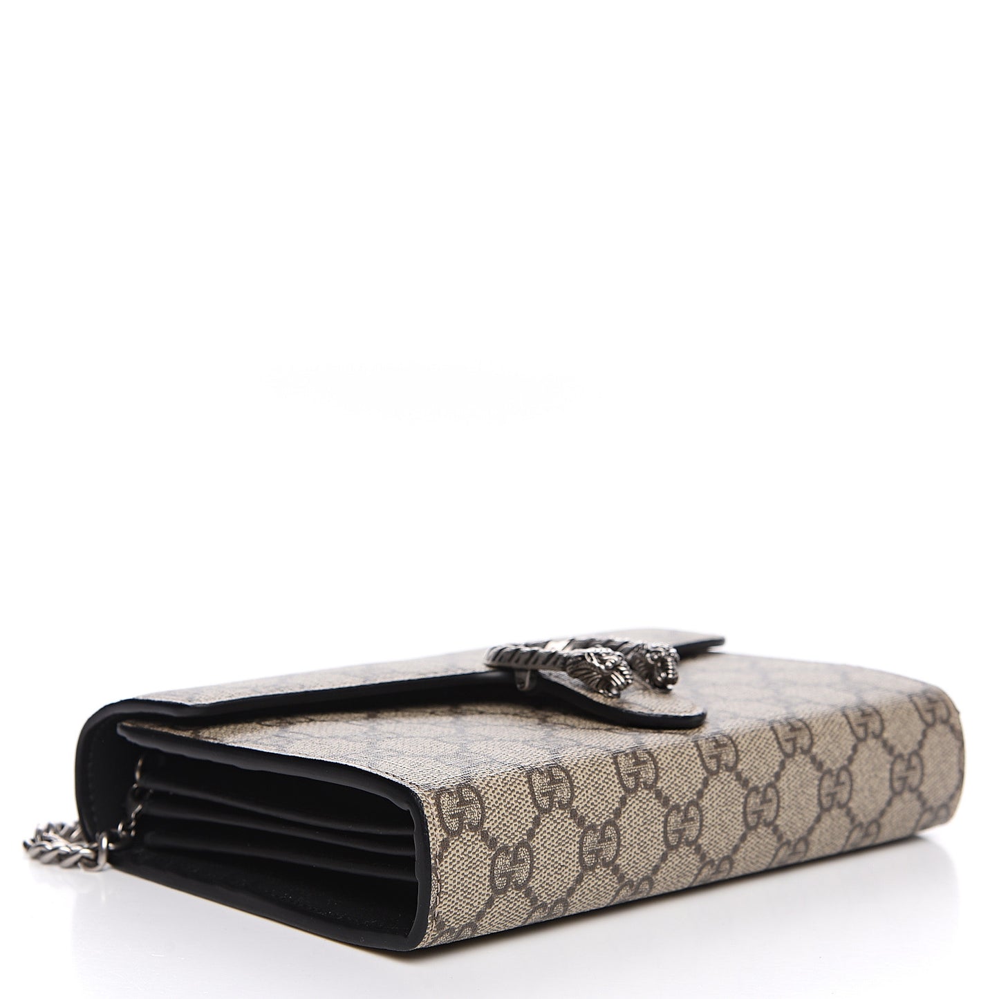 GG Supreme Monogram Mini Dionysus Chain Wallet Beige Black