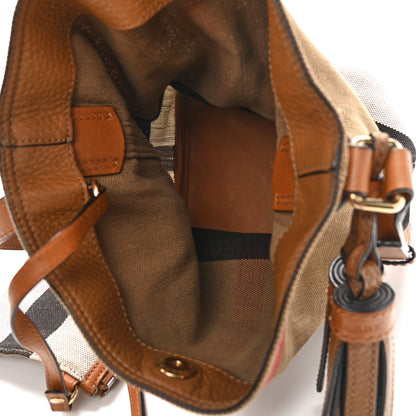 Burberry Canvas Mega Check Mini Ashby Tassel Crossbody Saddle Brown 5 of 14