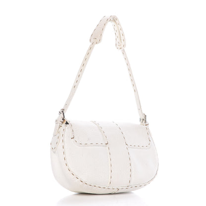 Fendi Calfskin Romano Selleria Flap Bag White 3 of 16