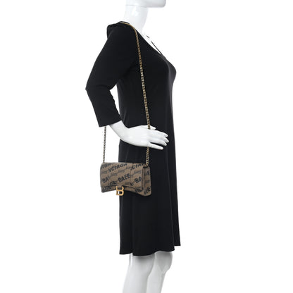 Balenciaga Coated Canvas BB Monogram Allover Logo Hourglass Chain Bag Beige Brown Black 2 of 9