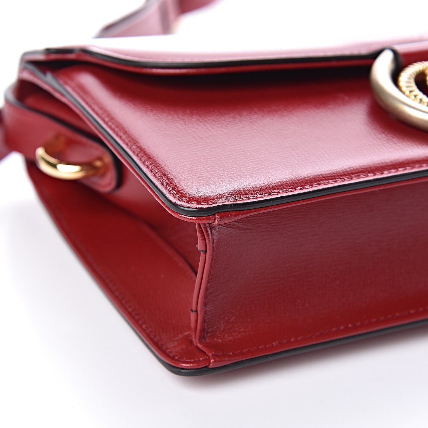 Textured Calfskin Small Torchon GG Ring Shoulder Bag New Cherry Red