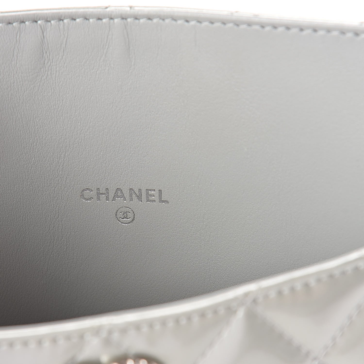 Chanel Patent Quilted Brilliant iPad Case Grey 6 of 9