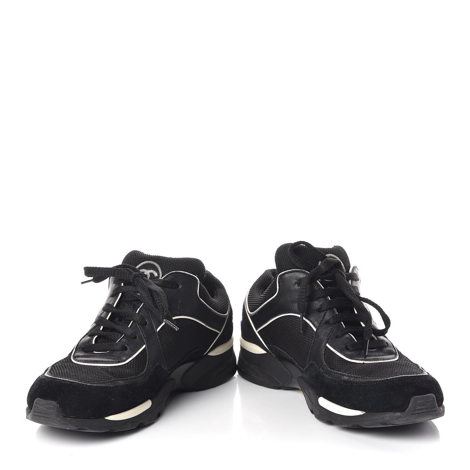 Chanel Suede Calfskin CC Sneakers 38 Black White 5 of 8