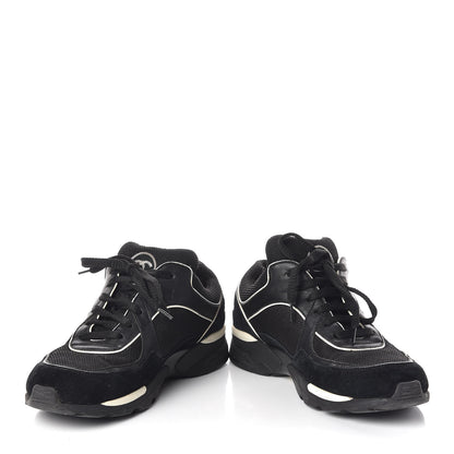Chanel Suede Calfskin CC Sneakers 38 Black White 5 of 8