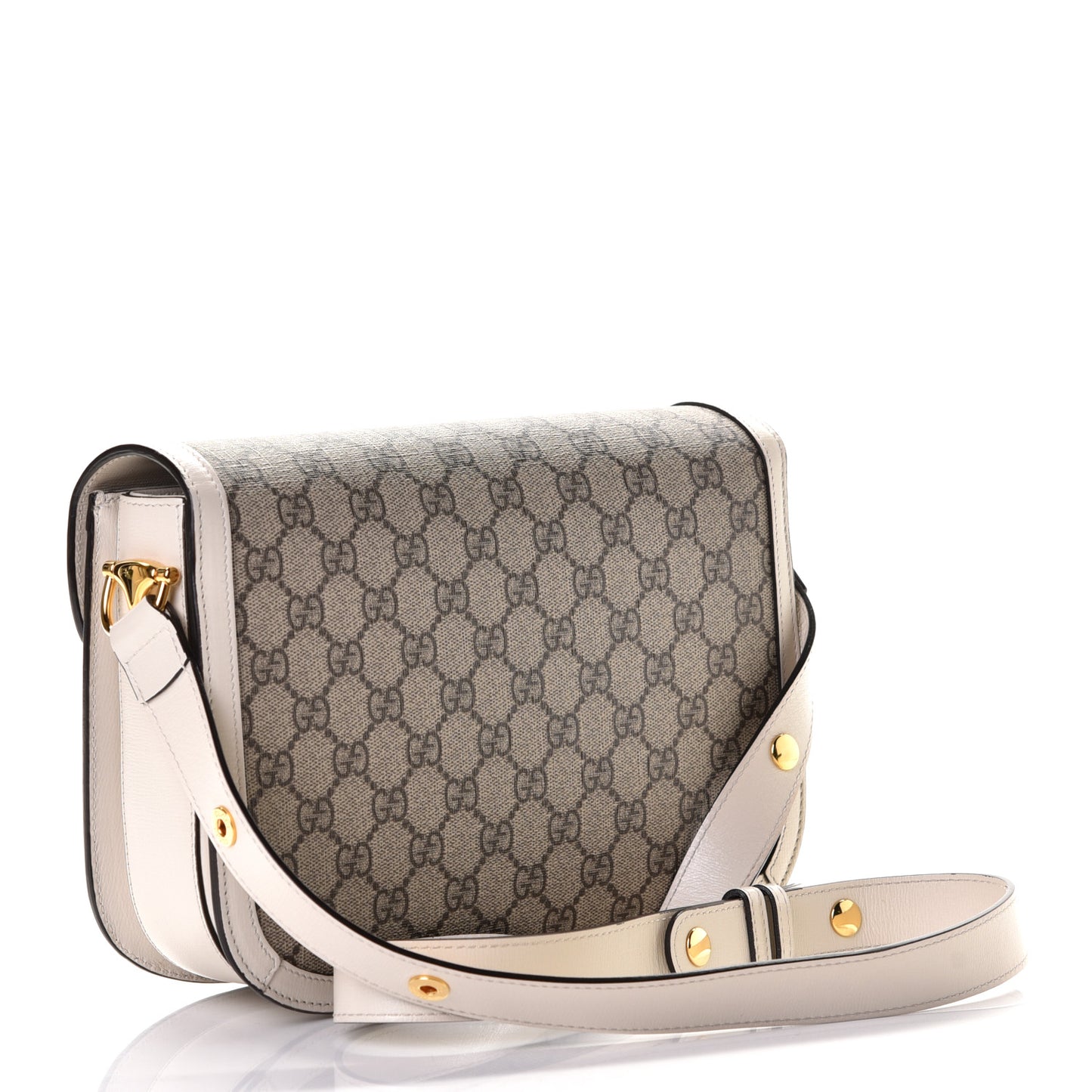 GG Supreme Monogram Horsebit 1955 Shoulder Bag Beige Mystic White