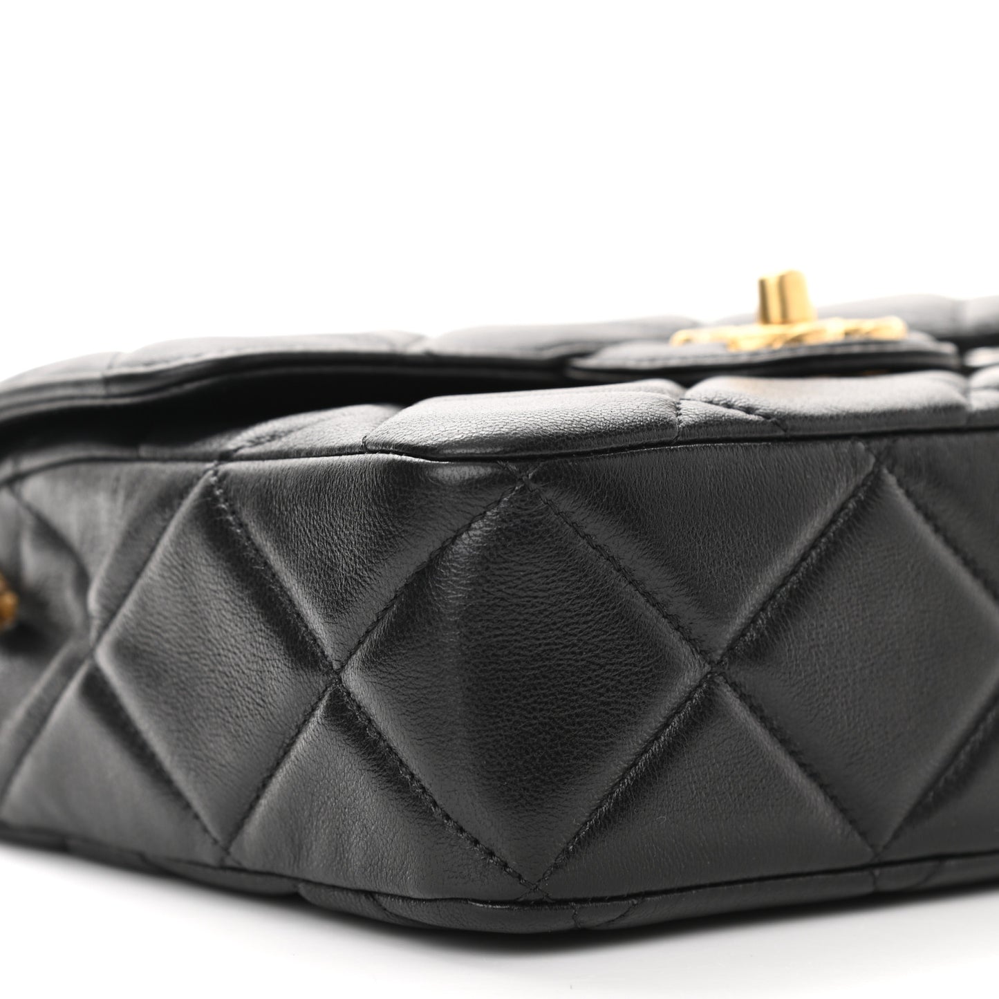 Lambskin Quilted Mini Logo Square Flap Black