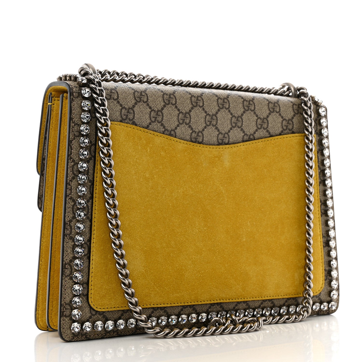 Gucci GG Supreme Monogram Crystal Bow Embroidered Medium Dionysus Shoulder Bag Yellow 3 of 13