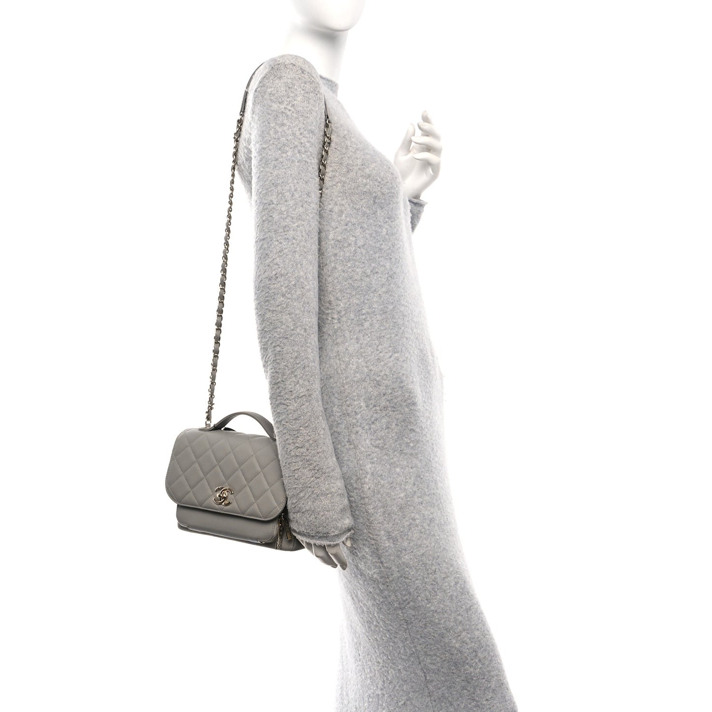 Caviar Quilted Medium Business Affinity Flap Grey
