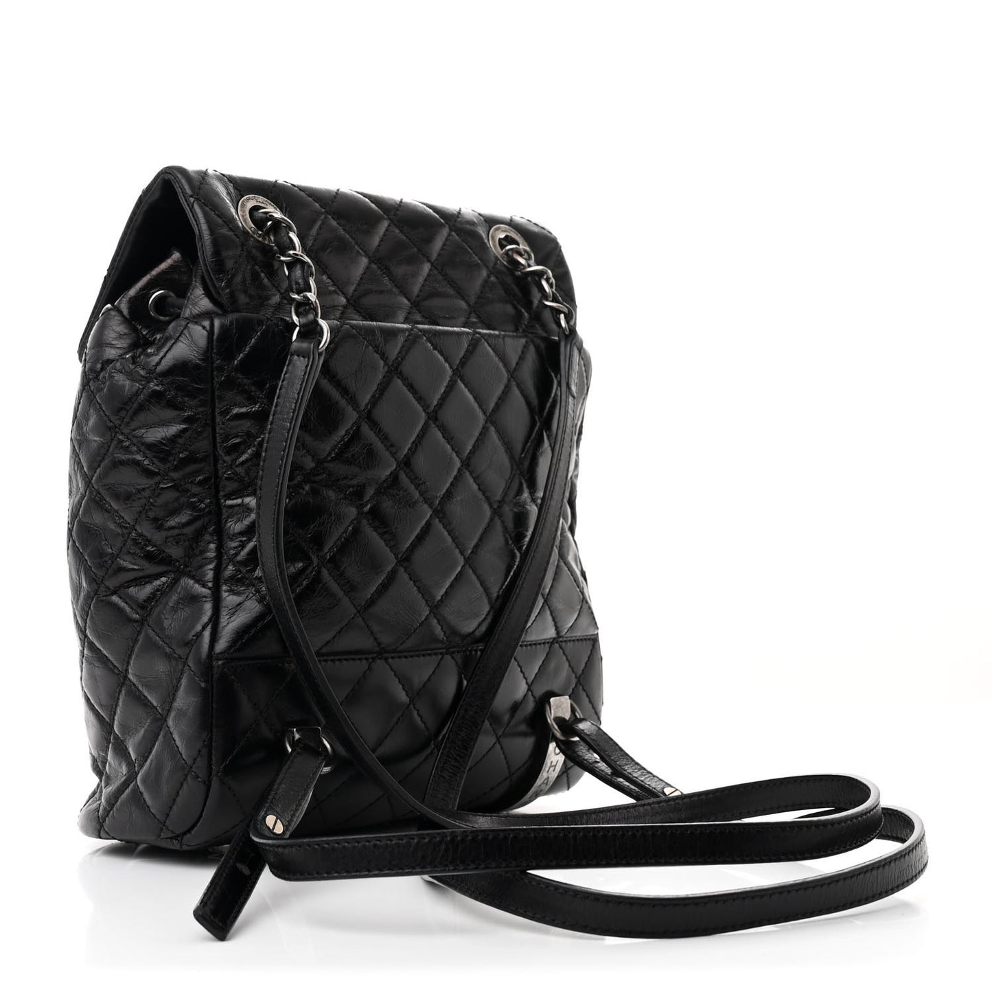 Glazed Calfskin Quilted Small Salzburg Mountain Backpack Black