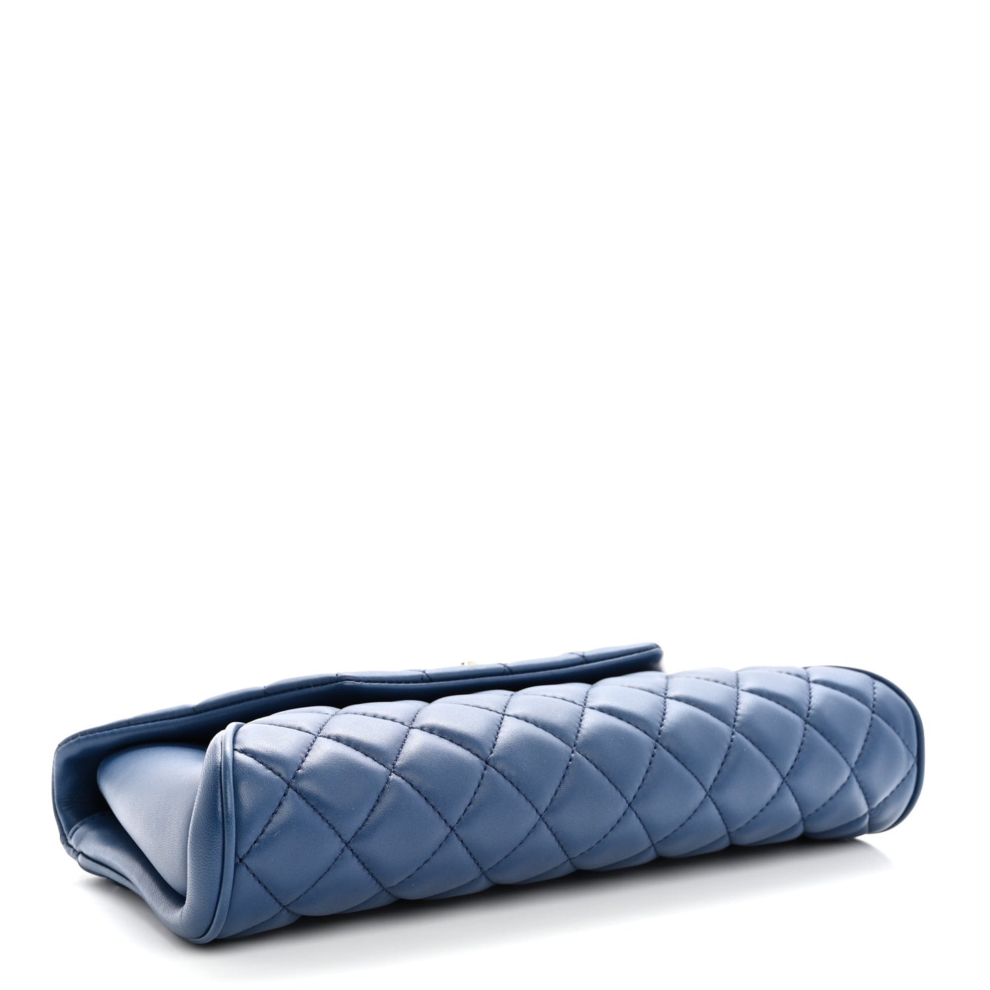 Lambskin Quilted Fold Up Again Clutch Blue