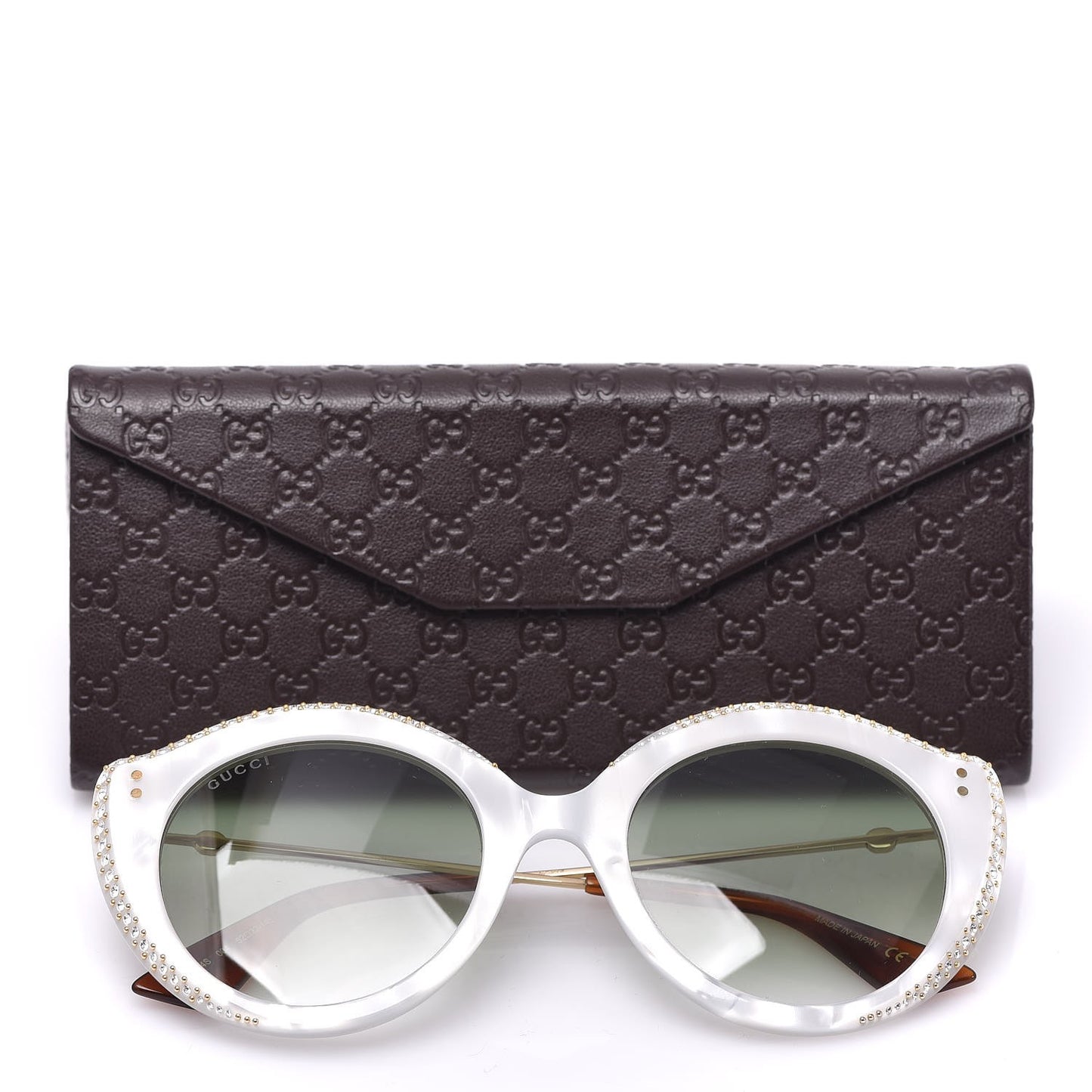 Crystal Cat Eye GG0214S Sunglasses White