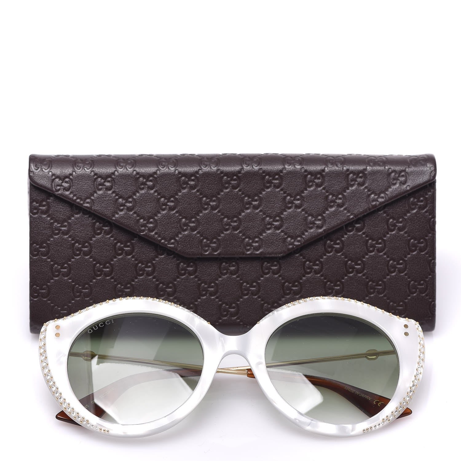 Gucci Crystal Cat Eye GG0214S Sunglasses White 10 of 10