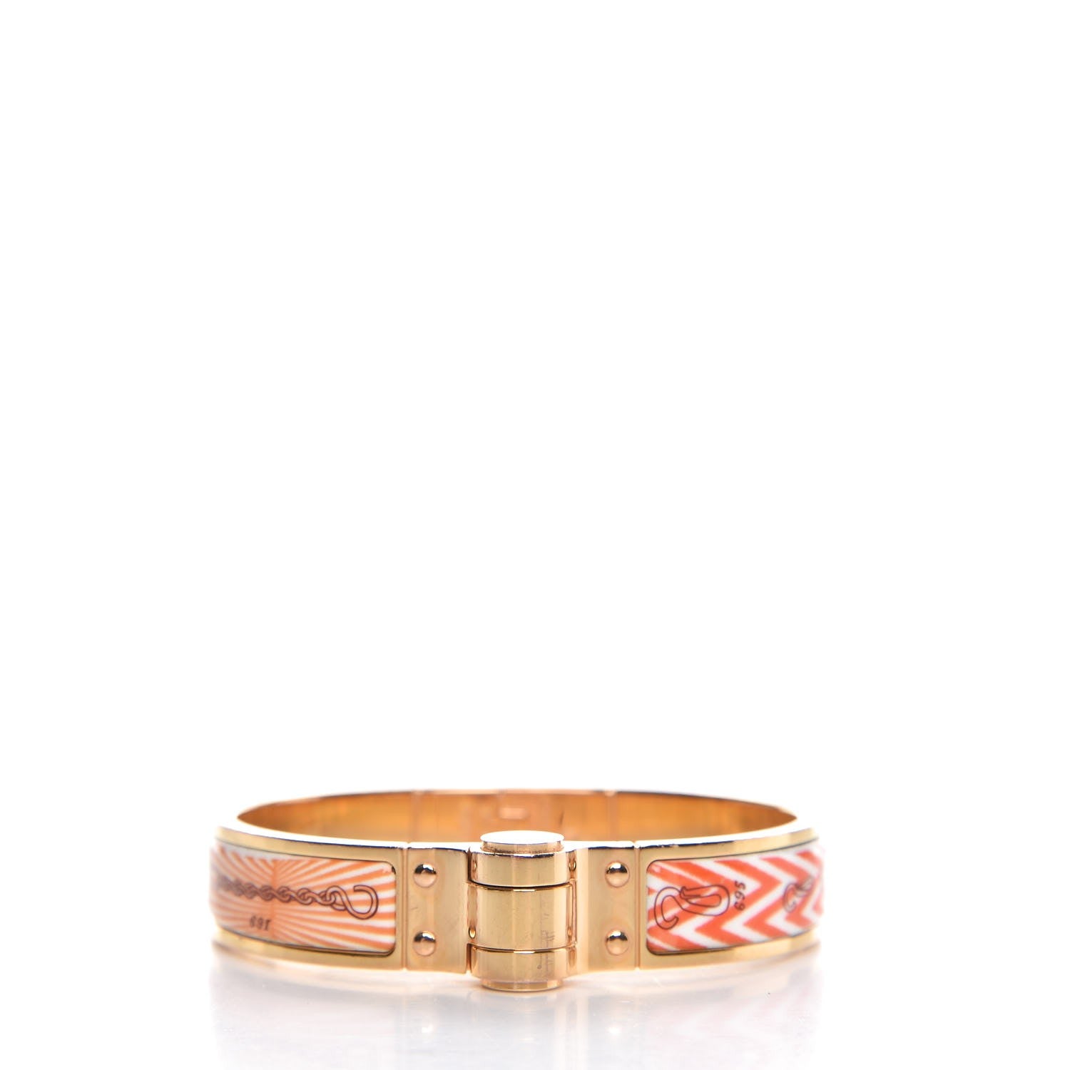Hermes Enamel Printed Narrow Manufacture de Boucleries Hinged Bracelet S 1 of 8