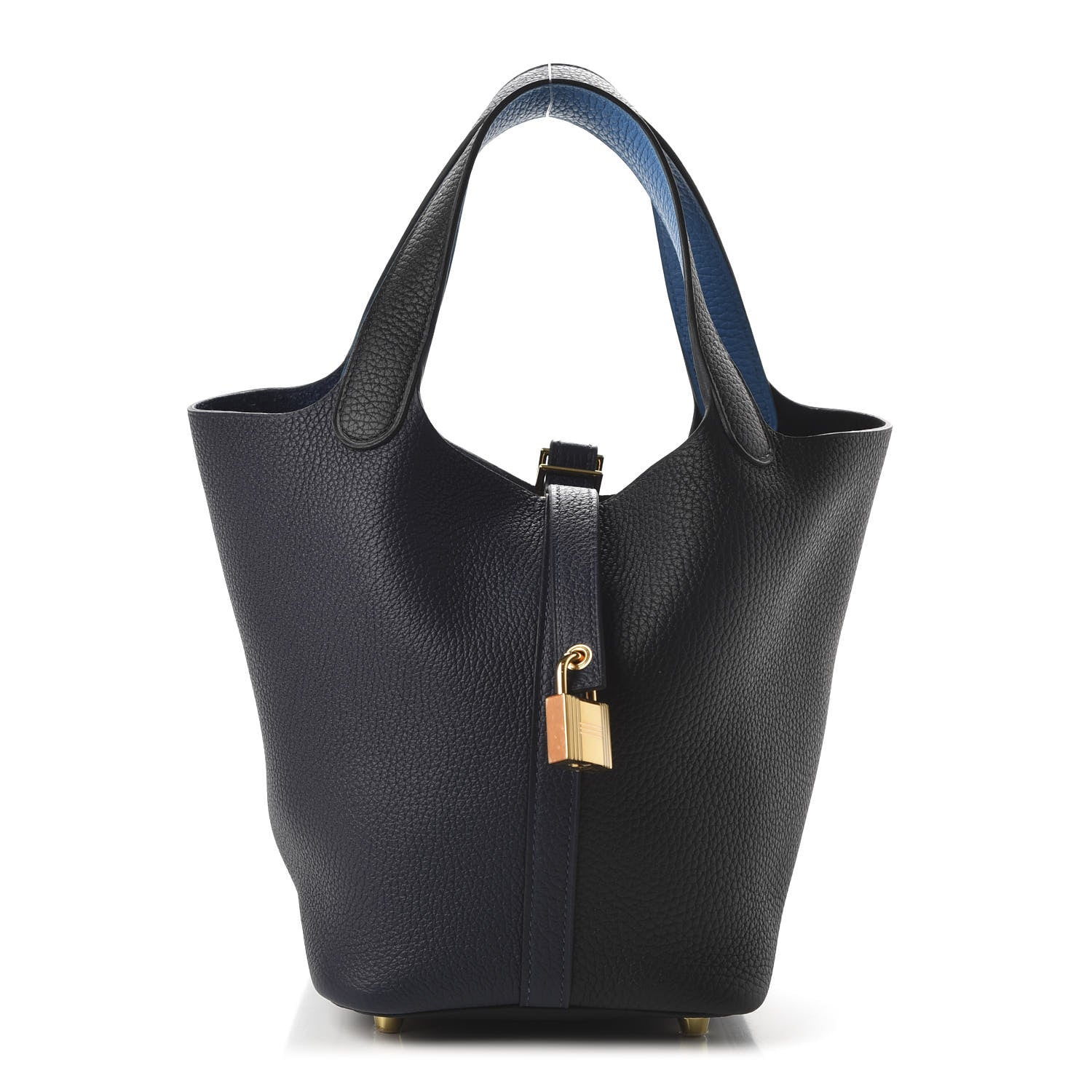 Hermes Taurillon Clemence Casaque Picotin Lock 18 PM Bleu Nuit Black Blue Frida 1 of 11