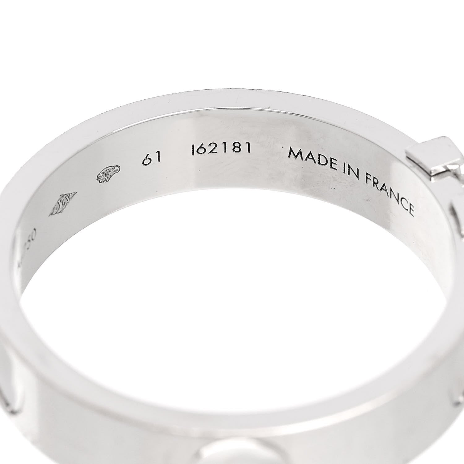 Louis Vuitton 18K White Gold Empreinte LV Ring 61 9.75 5 of 5