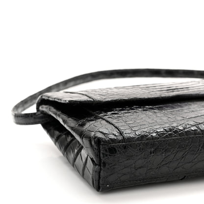 Nancy Gonzalez Crocodile Foldover Clutch Black White 8 of 9