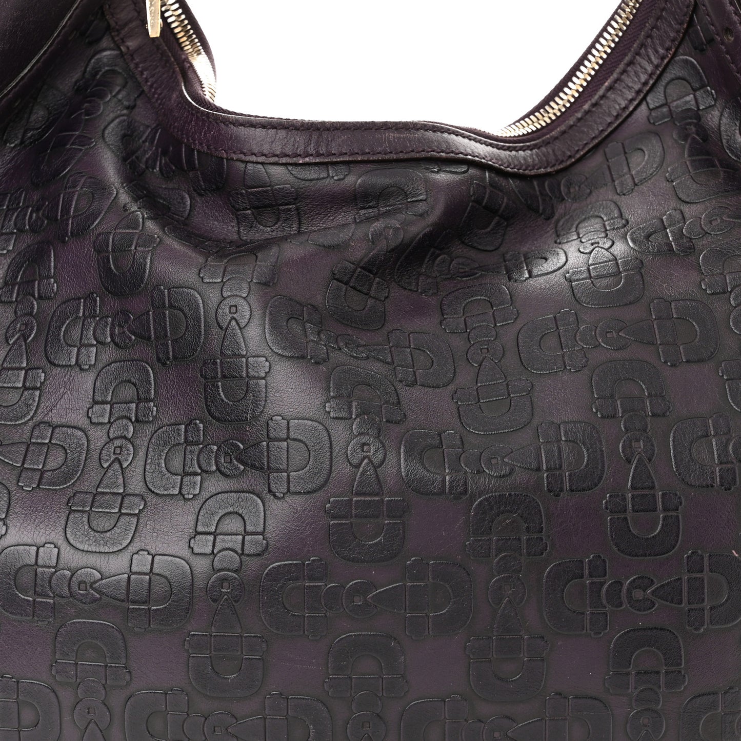 Calfskin Horsebit Embossed Glam Hobo Burgundy