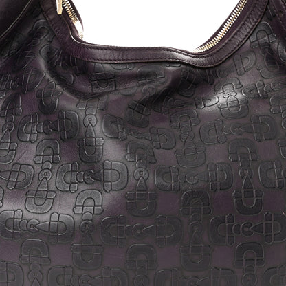 Gucci Calfskin Horsebit Embossed Glam Hobo Burgundy 8 of 17