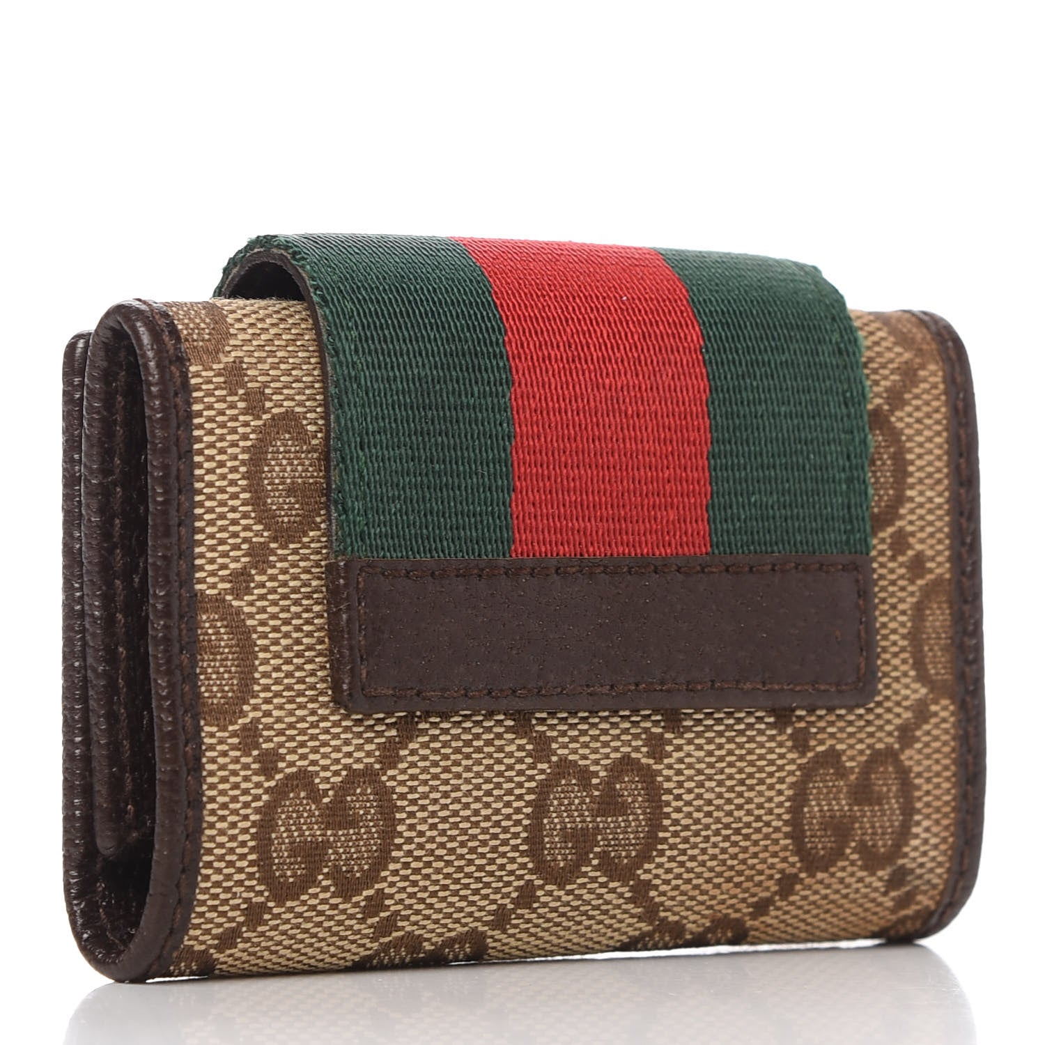 Gucci Monogram Calfskin Ladies Web 6 Key Holder Case Beige Ebony Cocoa 3 of 6