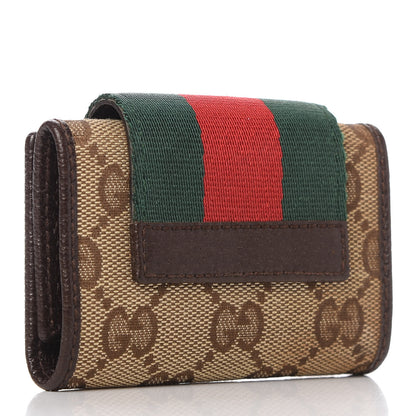 Gucci Monogram Calfskin Ladies Web 6 Key Holder Case Beige Ebony Cocoa 3 of 6