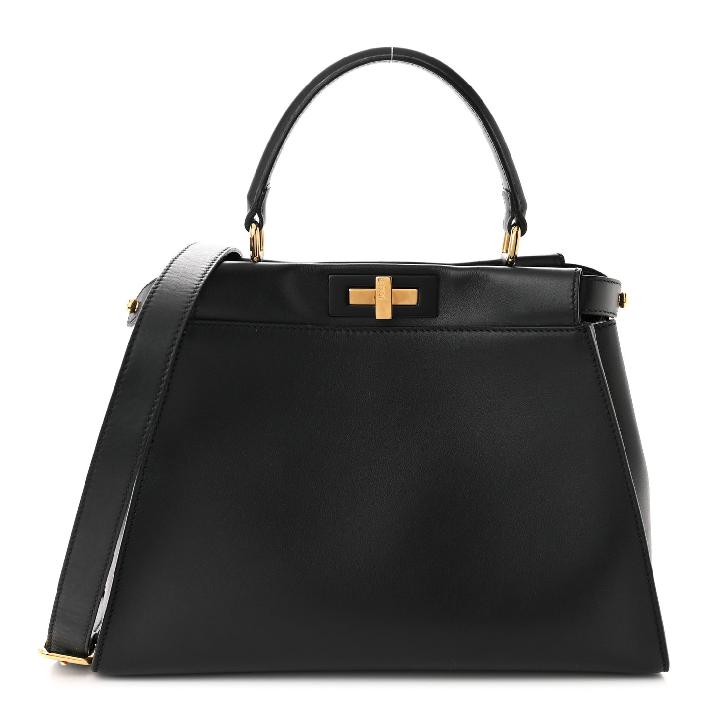 Vitello Seta Shiny Nappa Medium Peekaboo Iconic Satchel Black