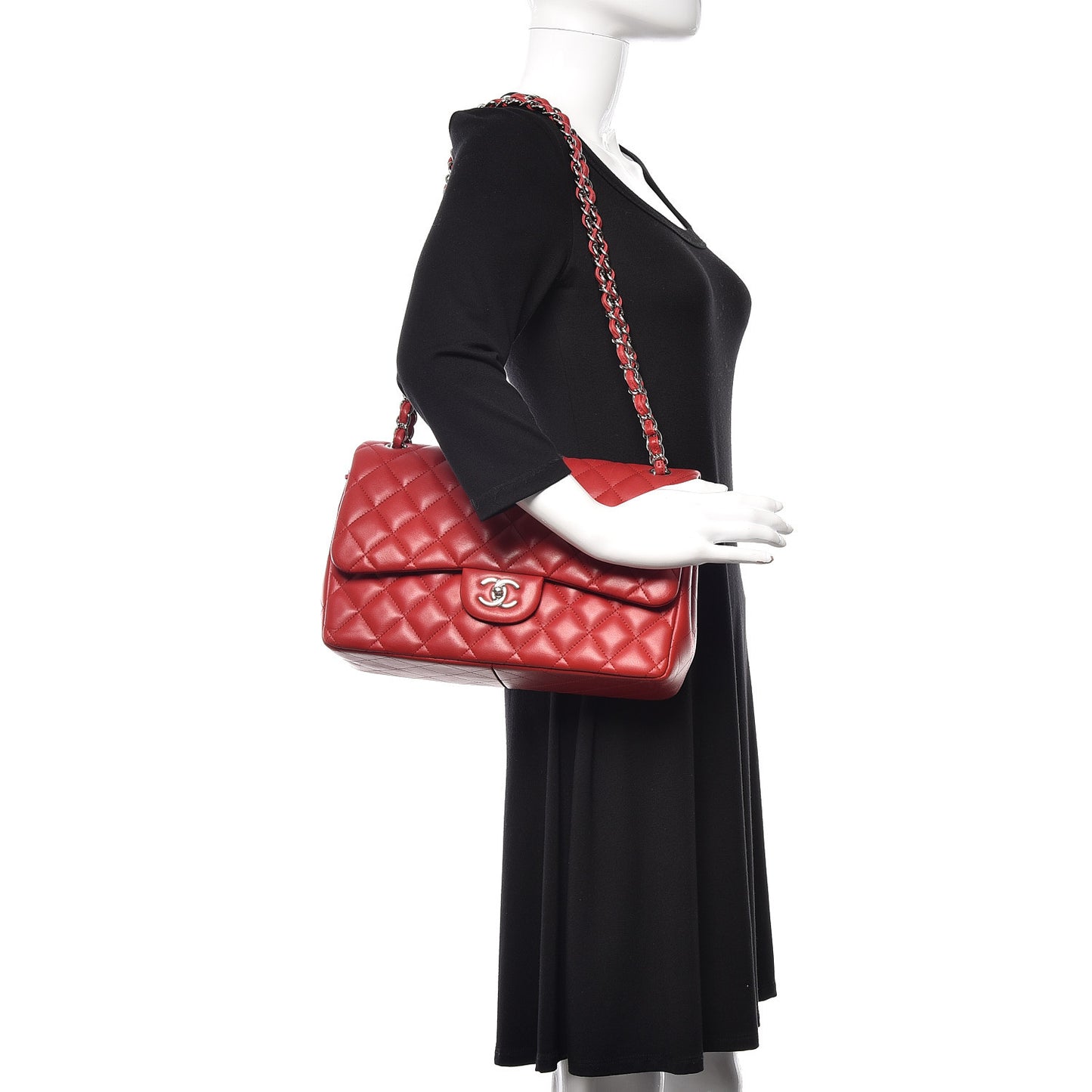 Lambskin Quilted Jumbo Double Flap Red