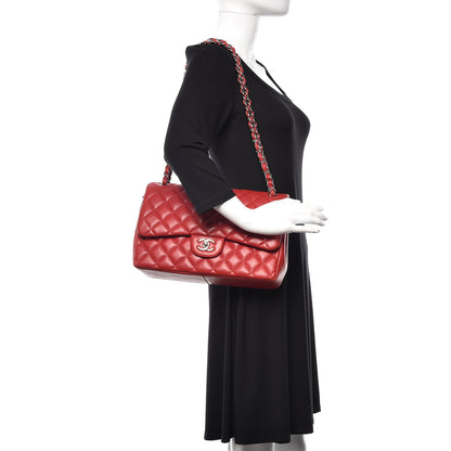 Chanel Lambskin Quilted Jumbo Double Flap Red 2 of 15