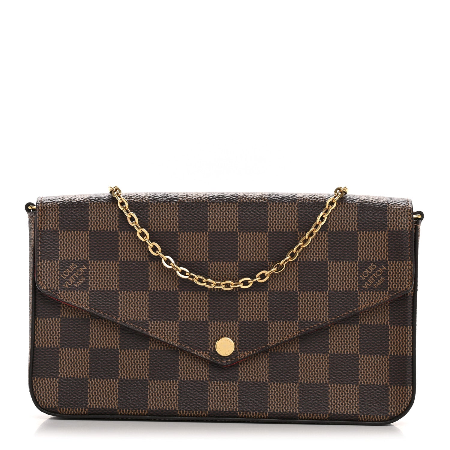 Louis Vuitton Damier Ebene Pochette Felicie Chain Wallet 1 of 11