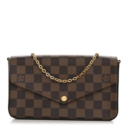 Louis Vuitton Damier Ebene Pochette Felicie Chain Wallet 1 of 11