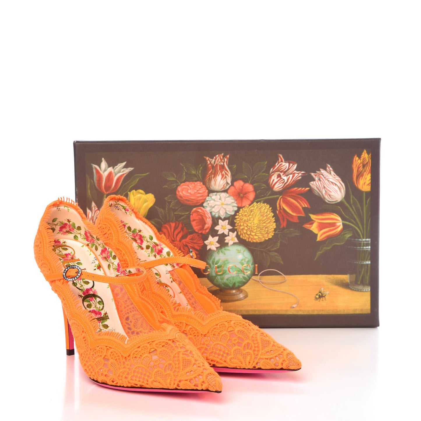 Lace Pizzo Venice Pumps 39 Orange Fluo