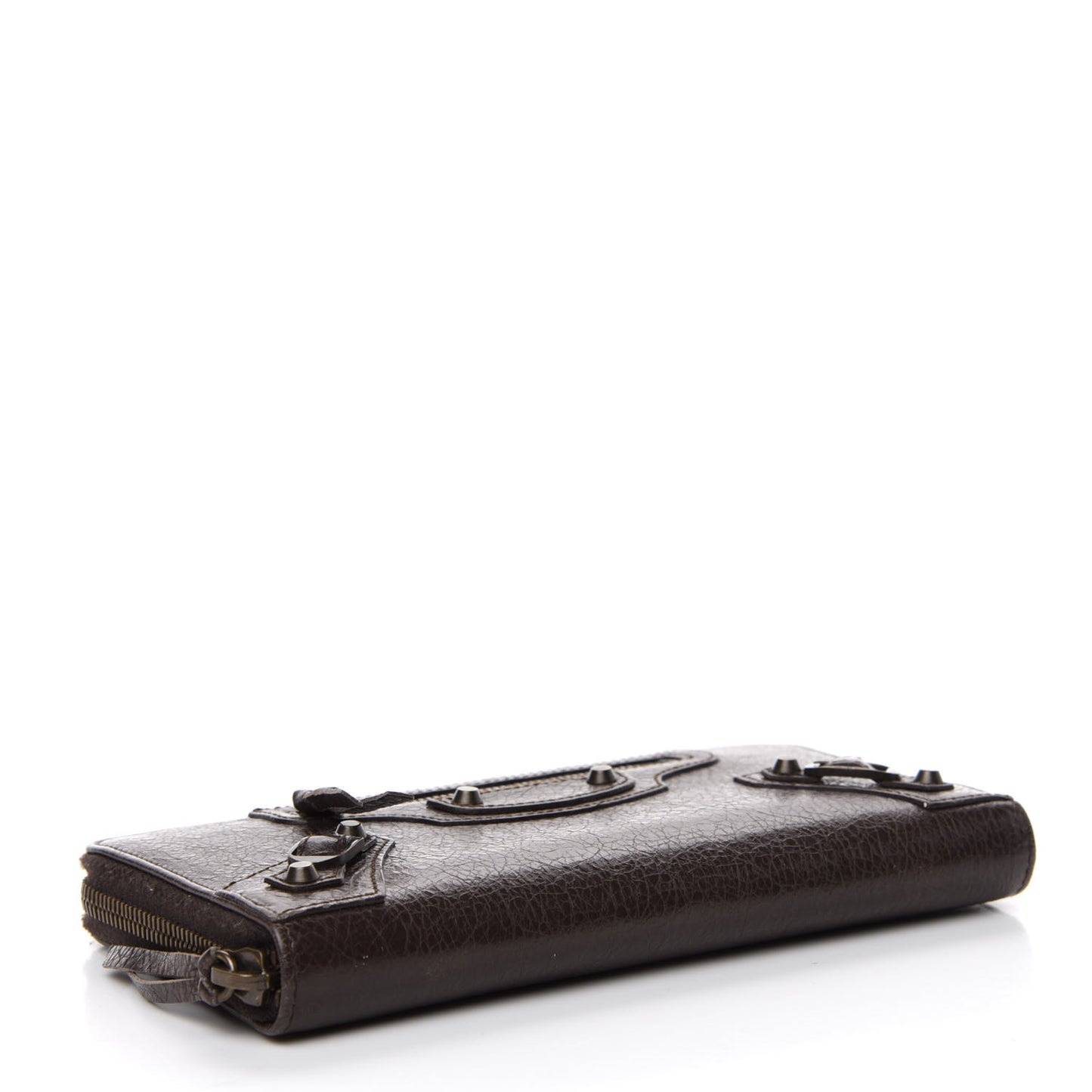 Agneau Classic Hardware Continental Zip Around Wallet Charbon