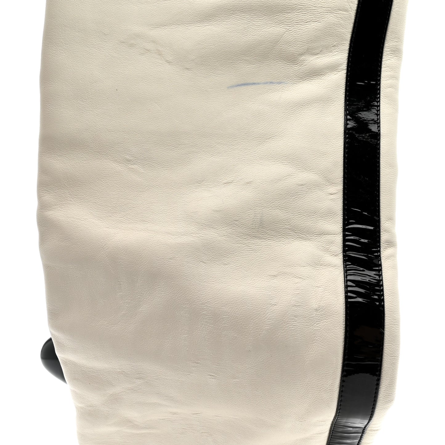 Lambskin Patent Cap Toe Over the Knee Boots 38 White