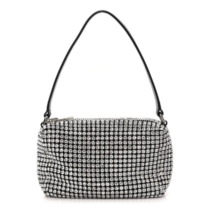Alexander Wang Mesh Crystal Rhinestone Mini Heiress Pouch Black Silver 1 of 9