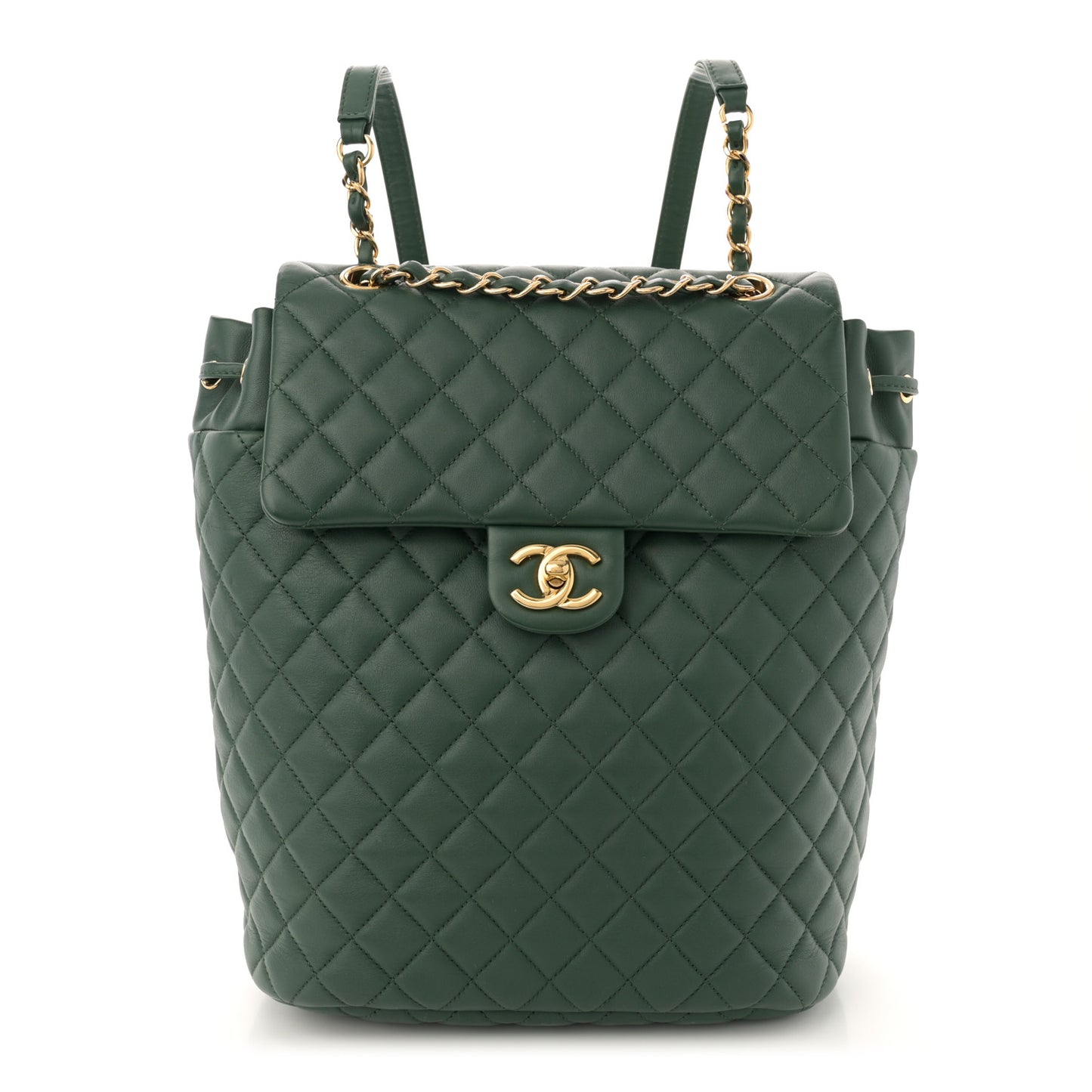 Calfskin Quilted Large Urban Spirit Backpack Dark Green