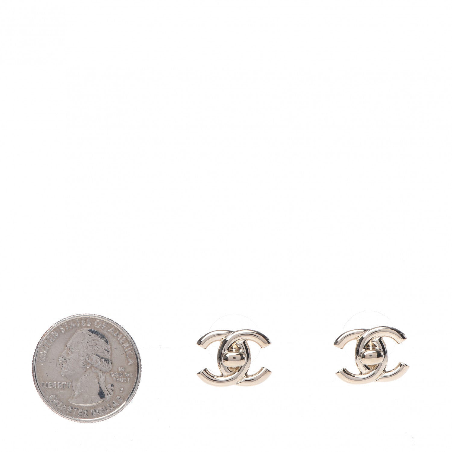 Chanel Metal CC Turnlock Earrings Gold 2 of 5