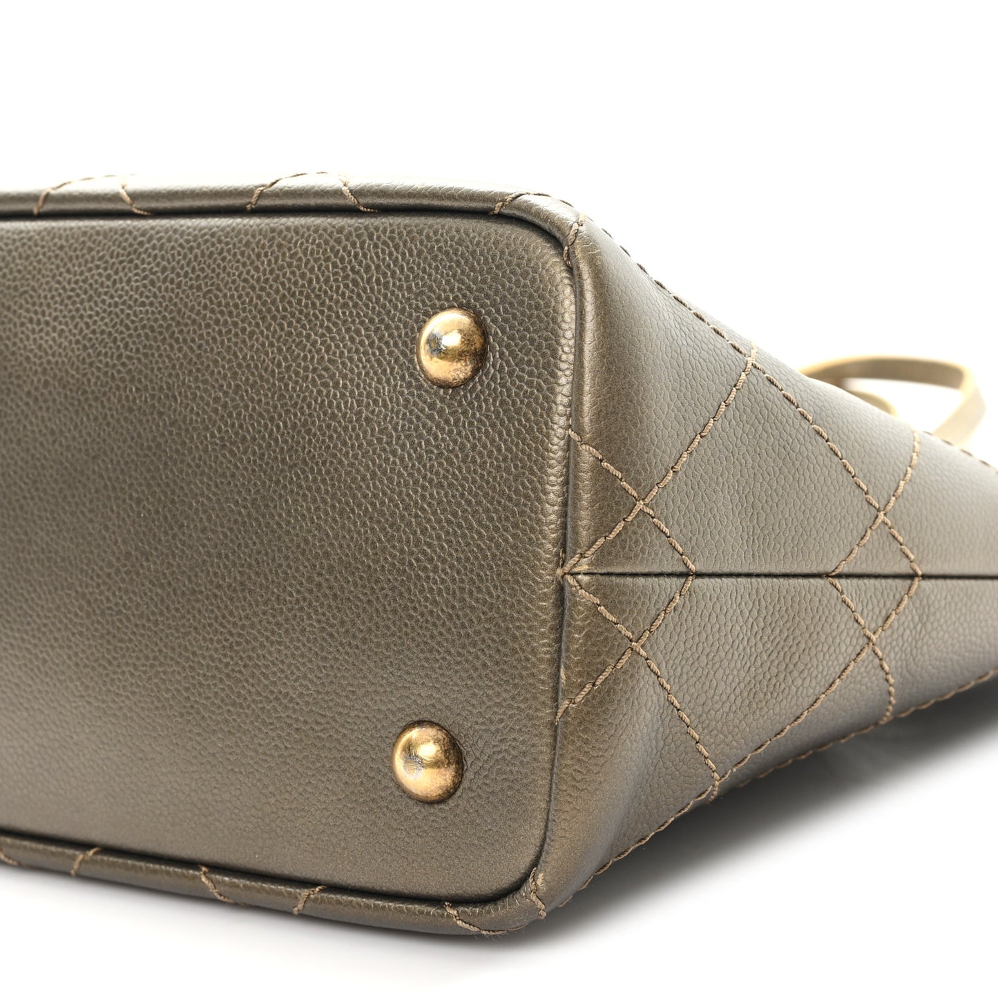 Grained Calfskin Large Shopping Fever Tote Gold