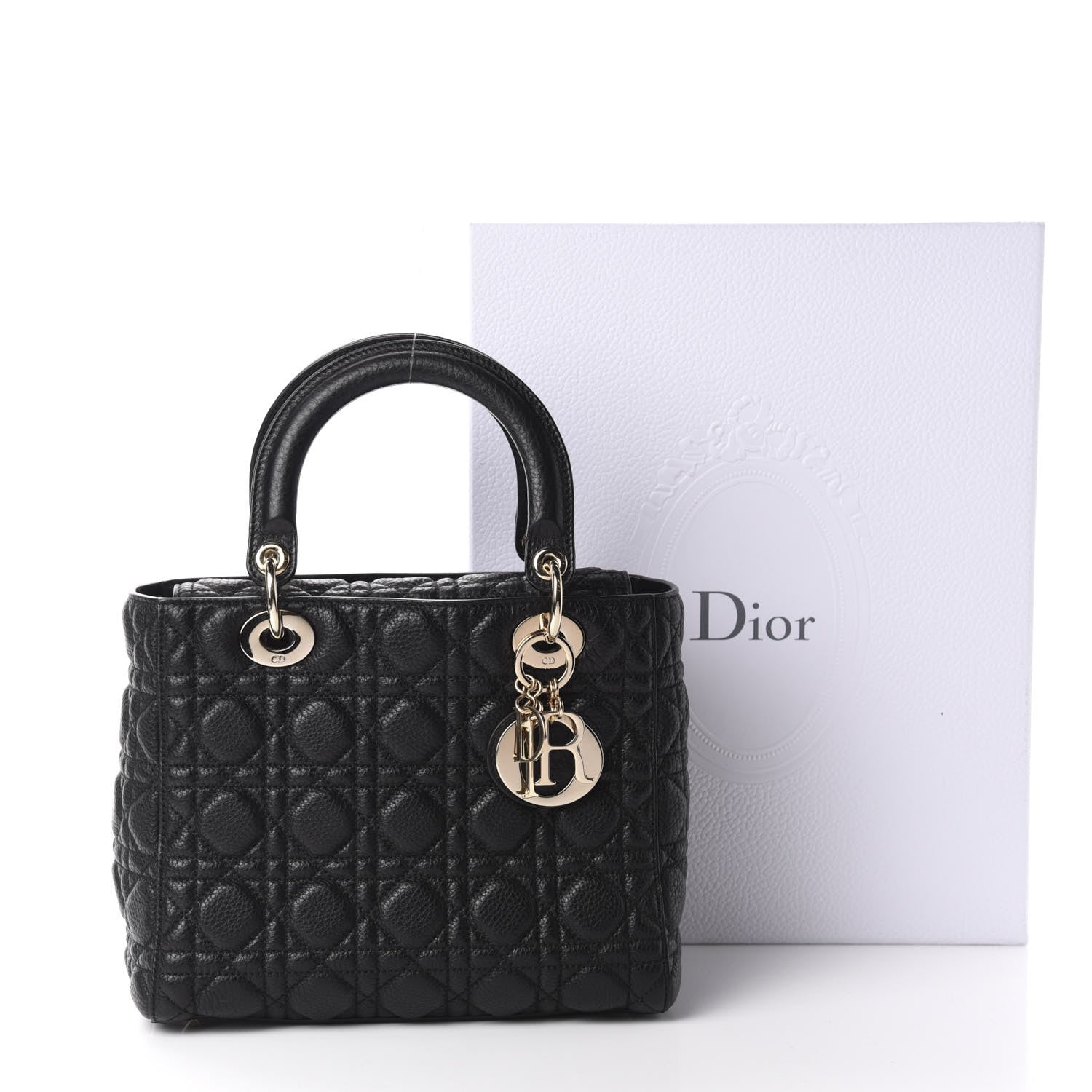 Christian Dior Grained Calfskin Cannage Medium Supple Lady Dior Black 11 of 11