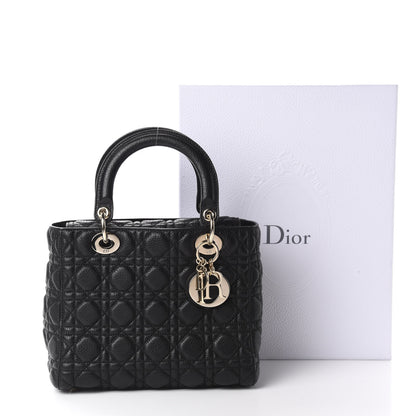 Christian Dior Grained Calfskin Cannage Medium Supple Lady Dior Black 11 of 11