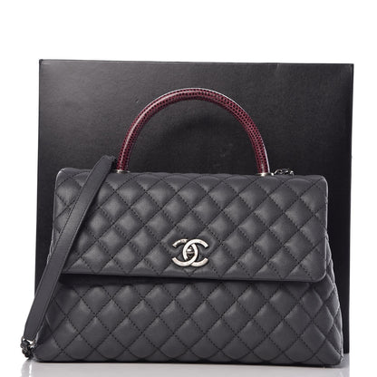 Chanel Caviar Lizard Quilted Medium Coco Handle Flap Grey 9 of 9