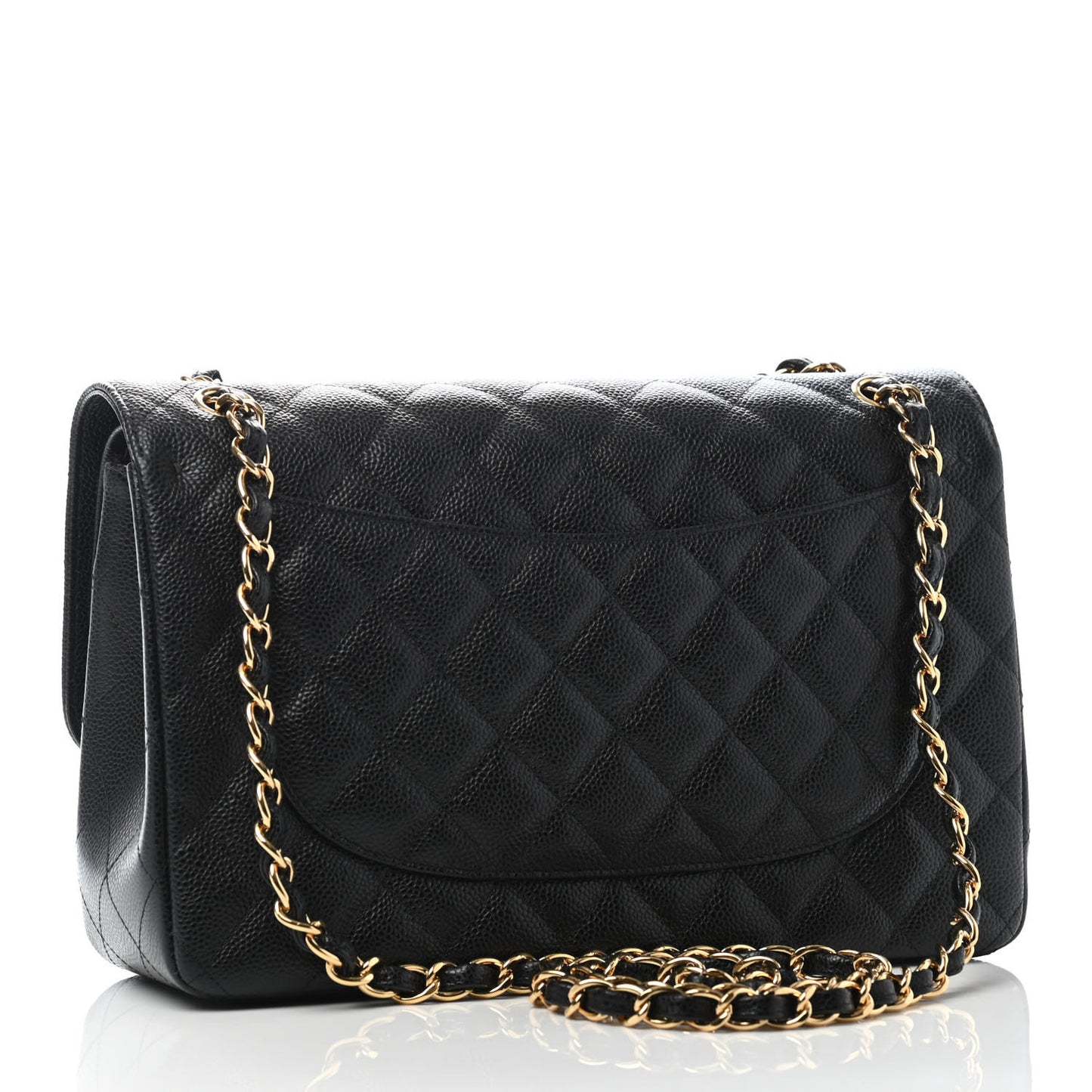 Caviar Quilted Jumbo Double Flap Black