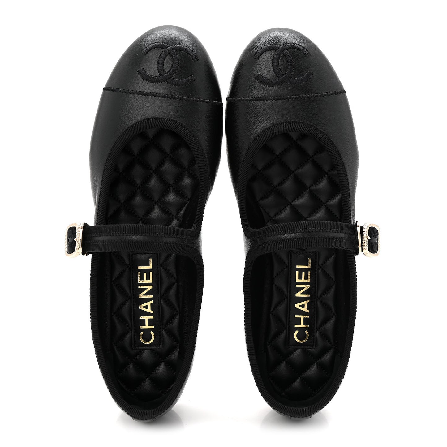 Lambskin Mary Jane Flats 37.5 Black