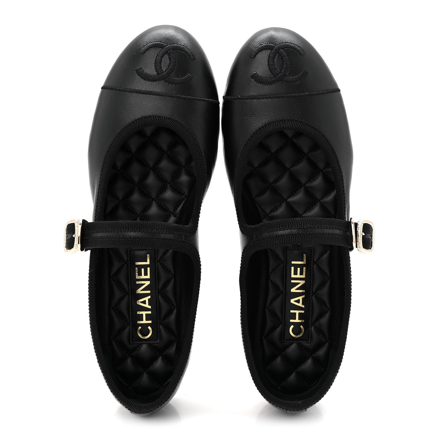 Chanel Lambskin Mary Jane Flats 37.5 Black 2 of 10