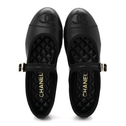 Chanel Lambskin Mary Jane Flats 37.5 Black 2 of 10