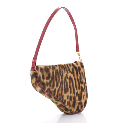 Christian Dior Pony Hair Leopard Mini Saddle Bag Red 3 of 11