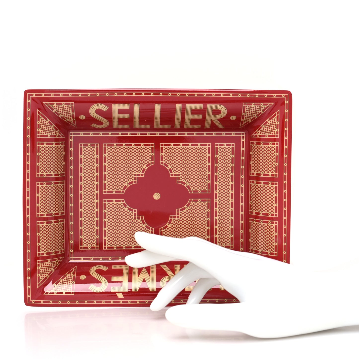 Porcelain Sellier Change Tray Rouge Or