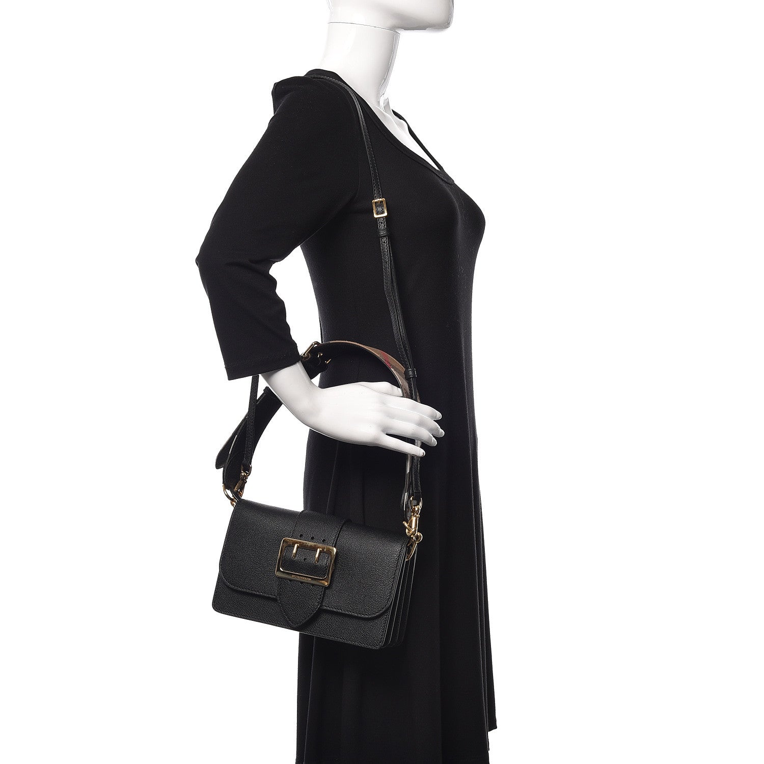 Burberry Soft Grain Calfskin Medium Buckle Crossbody Black 2 of 9