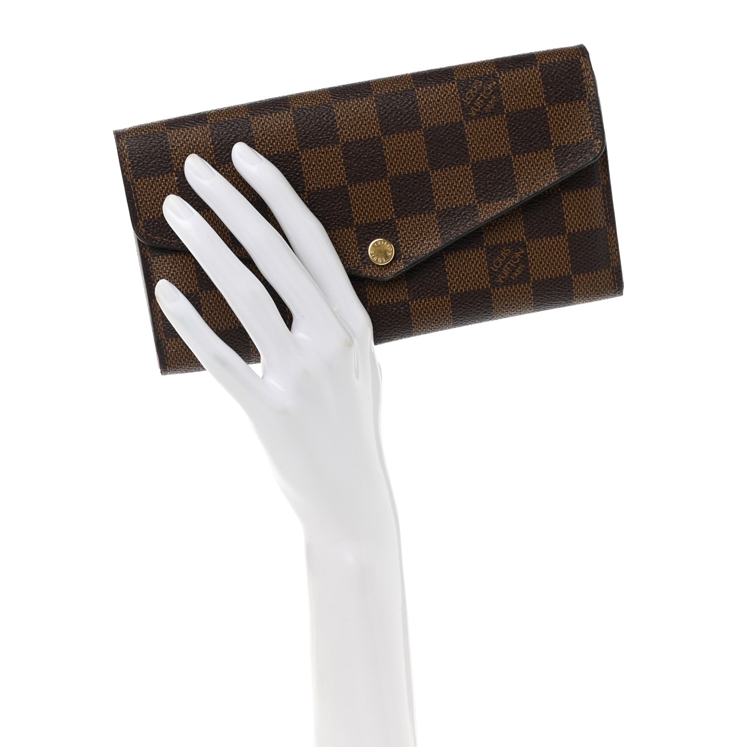 Louis Vuitton Damier Ebene Sarah Wallet NM Rose Ballerine 2 of 7
