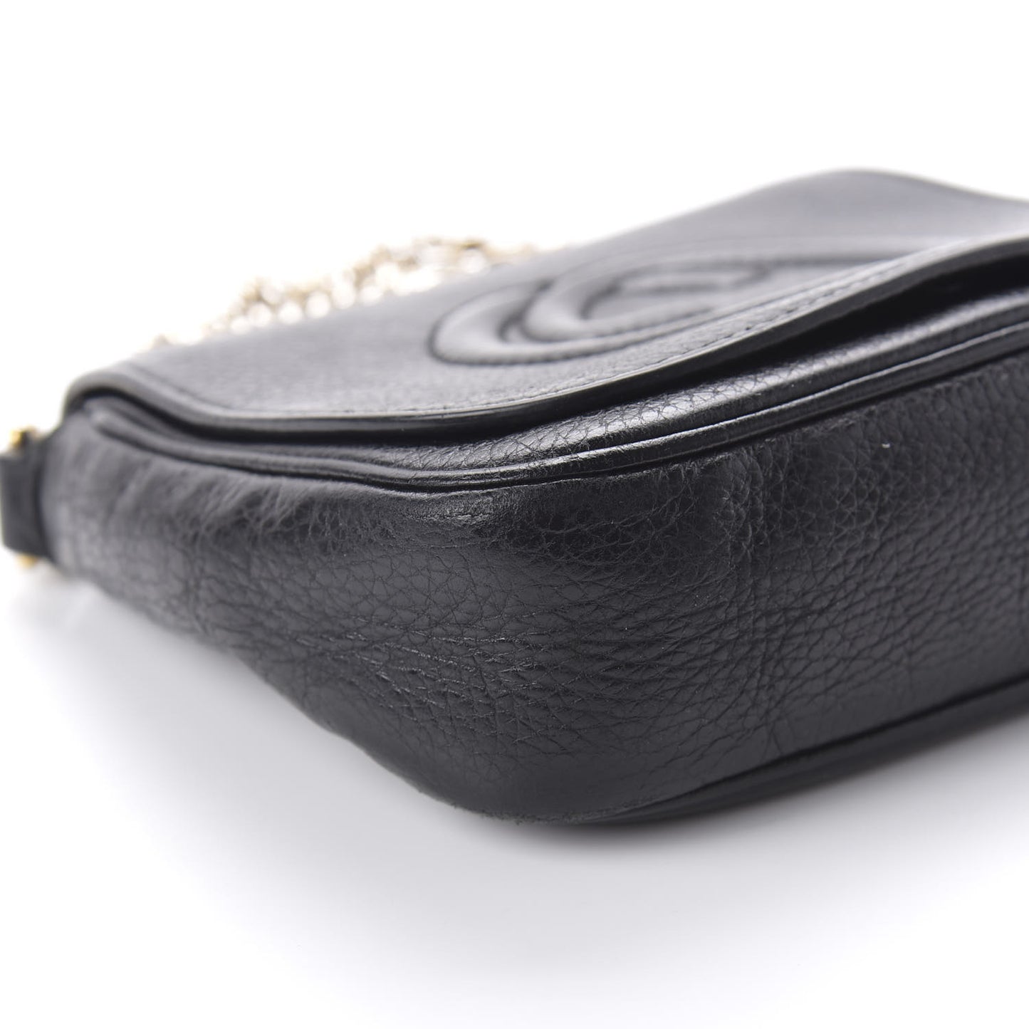 Pebbled Calfskin Small Soho Flap Crossbody Black